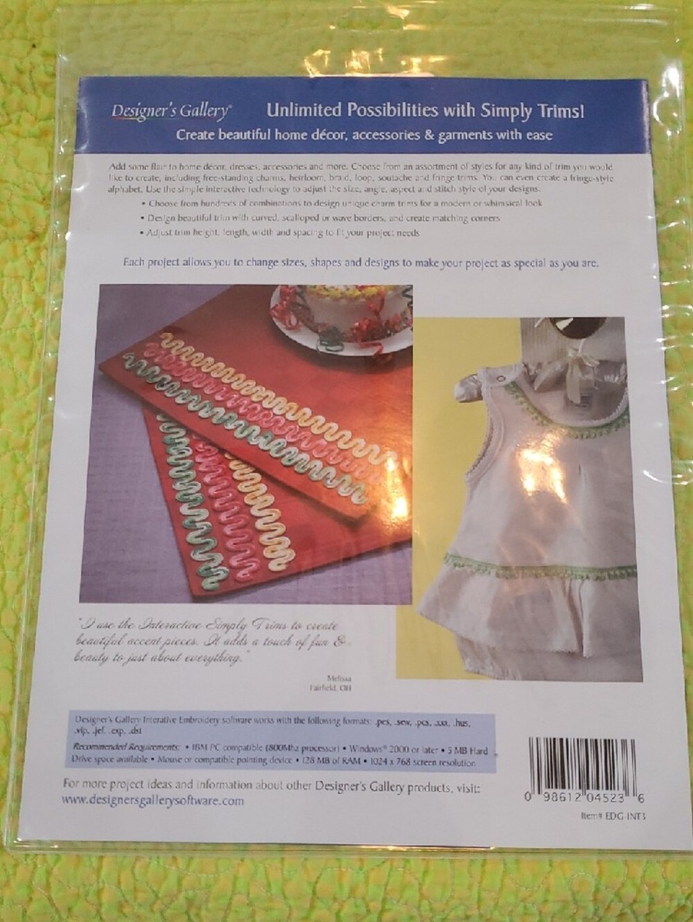 Interactive Embroidery Designs - Simply Trims (Turquoise/Blue) - Picture 3 of 5